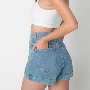 American Apparel Denim Cuff High Waisted Shorts